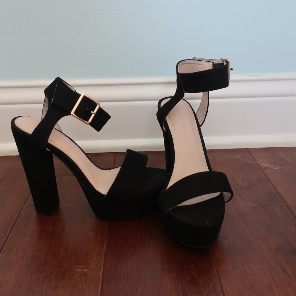 Black Suede Platform Heels.